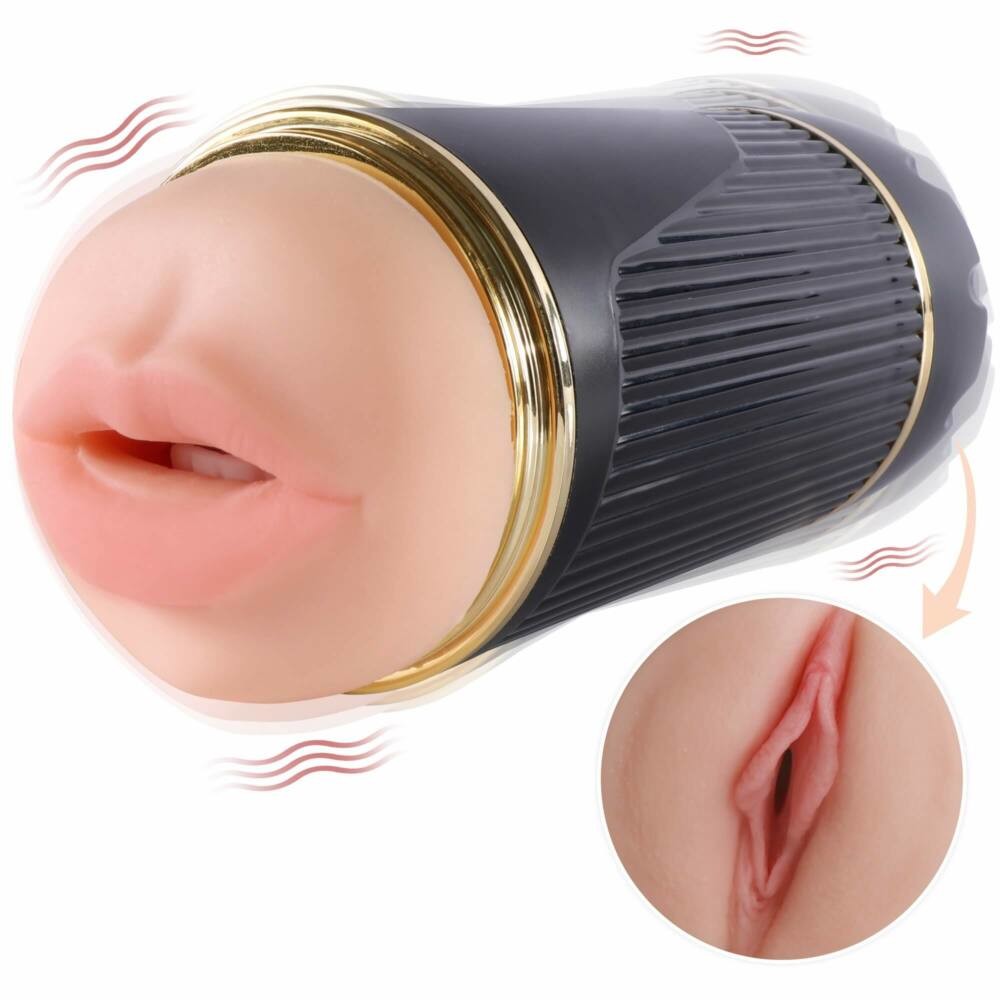 Lonely Two Sided Rechargeable Mouth & Pussy Masturbator (natural-black)