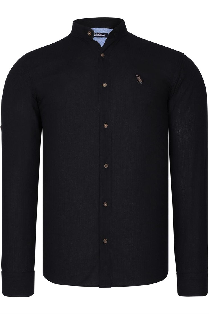 G784 DEWBERRY HAKIM COLLAR MEN'S SHIRT-BLACK
