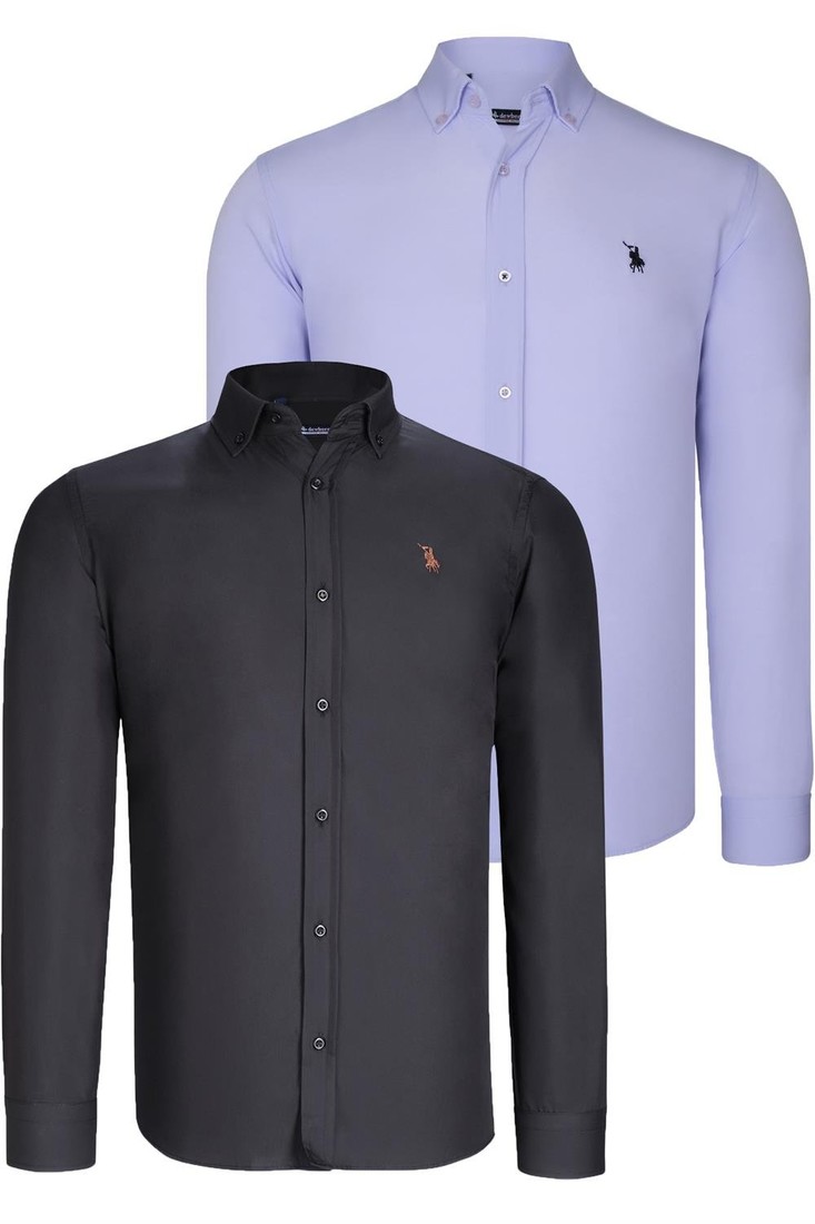 DUAL SET G725 DEWBERRY MENS SHIRTS-BLACK-LILAC
