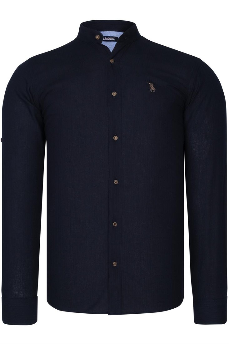 G784 DEWBERRY HAKIM COLLAR MEN'S SHIRT-NAVY BLUE