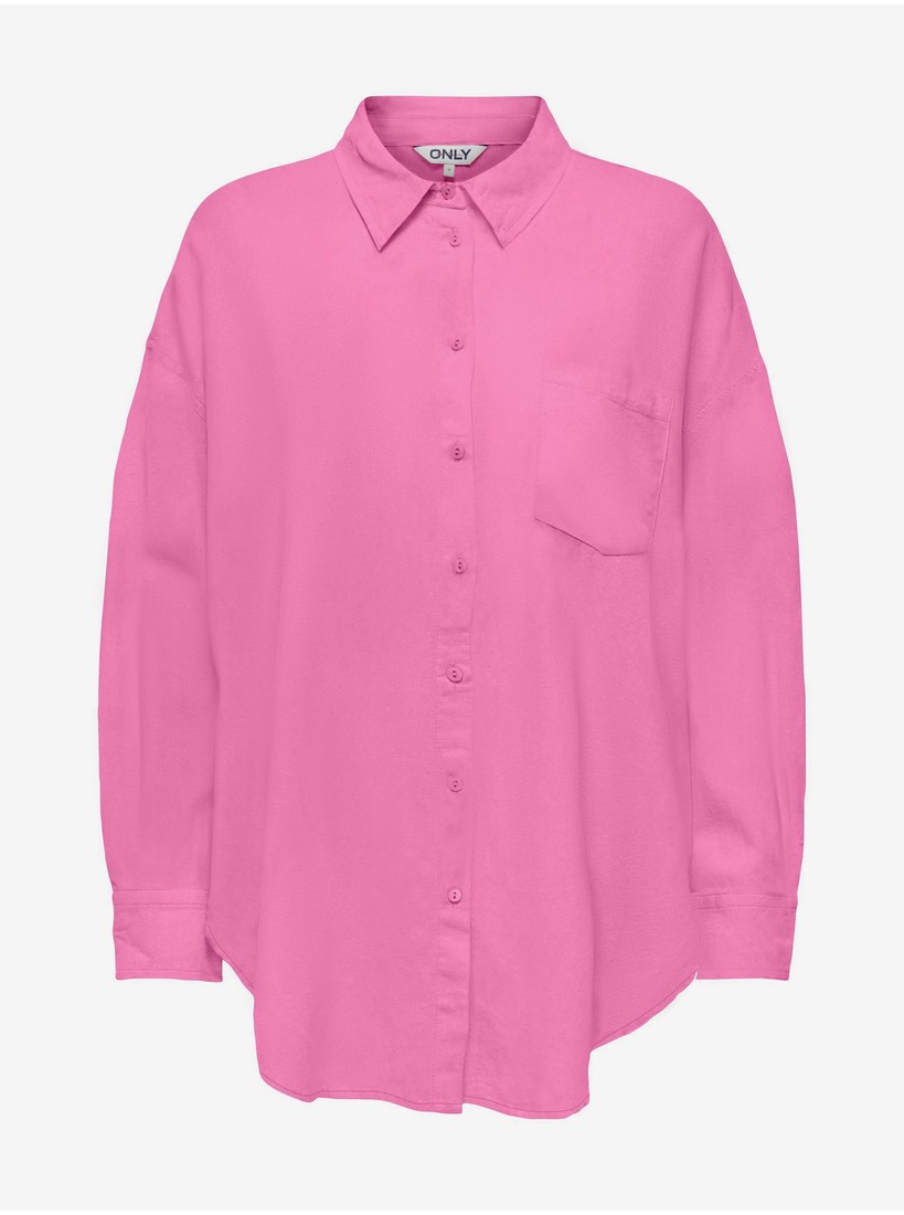 dark pink ladies linen shirt ONLY Corina - Ladies