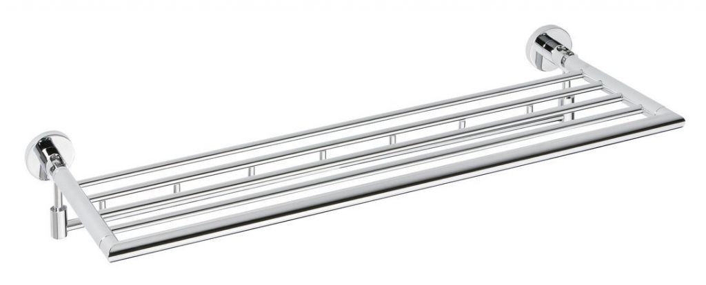 SAPHO - X-ROUND polička na uteráky výklopná s háčikmi 600mm, chróm XR422