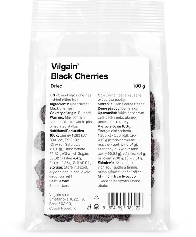 Vilgain Čerešne sušené čierna čerešňa 100 g