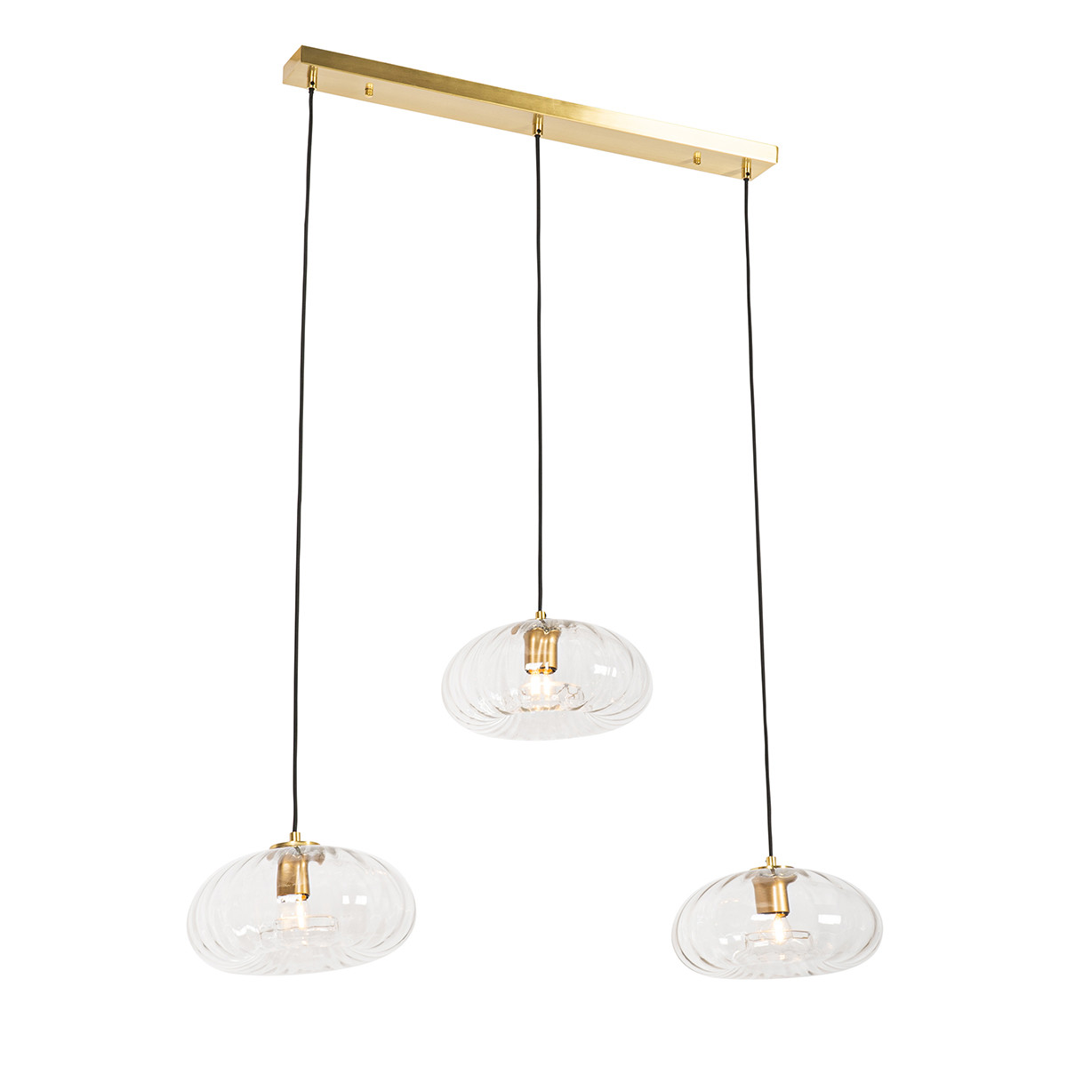 Hanglamp goud met glas langwerpig 3-lichts - Ayesha