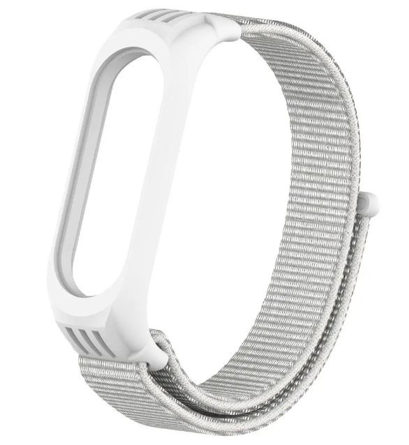 eses Nylonový remienok so silikónovým lôžkom pre Xiaomi Mi Band 3, 4, 5 - Sivo biely