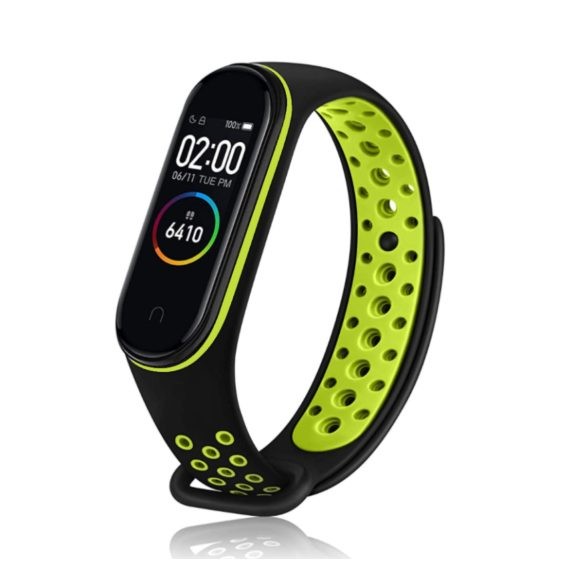 eses Náramok dierkovaný pre Xiaomi Mi Band 3 a Xiaomi Mi Band 4 - Čierno zelený