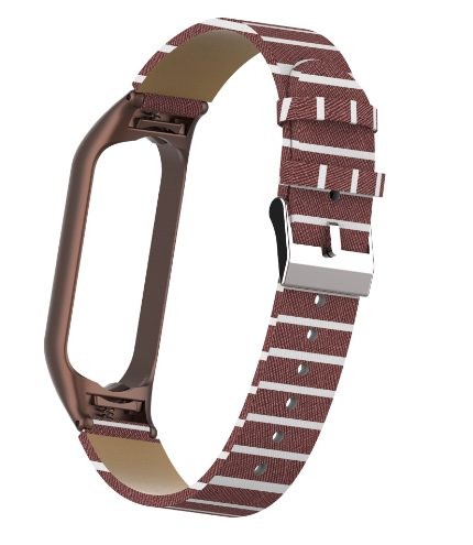 eses Kožený remienok pre Xiaomi Mi Band 5 a Xiaomi Mi Band 6 - Vzorovaný hnedý