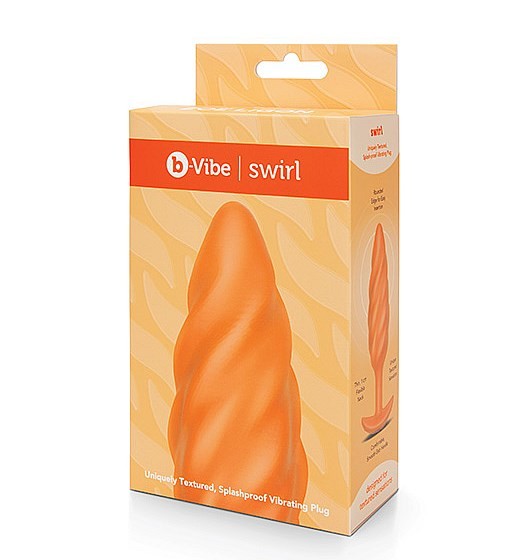 Vibračný análny kolík B-Vibe Texture Plug Swirl oranžový