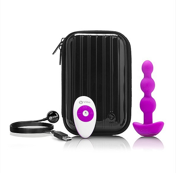 Vibračný análny kolík B-Vibe Triplet Anal Beads fialový
