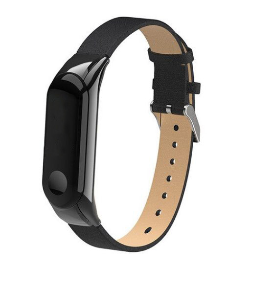 eses Kožený remienok pre Xiaomi Mi Band 5 a Xiaomi Mi Band 6 - Čierny