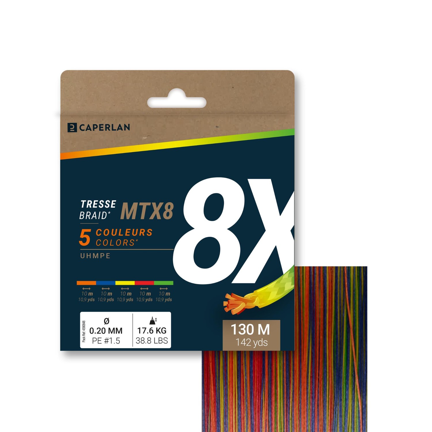 Splietaná šnúra z 8 vlákien MTX8 Multicolor 300 m na morský rybolov