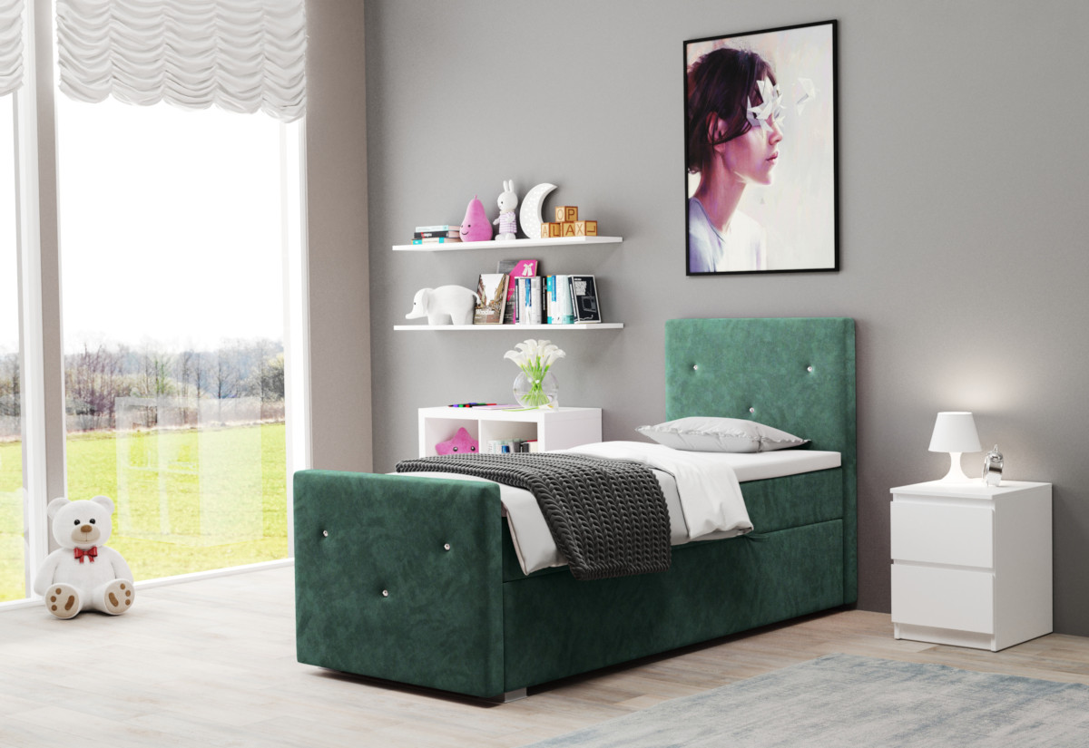 Expedo Čalúnená posteľ boxspring COLITA + topper, 100x200, riviera 87, pravá