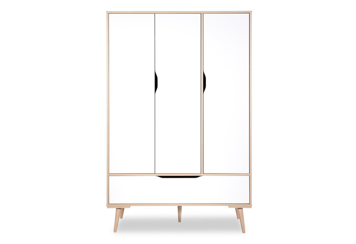 Expedo Detská šatníková skriňa MACEK,117x180x50,biela/buk