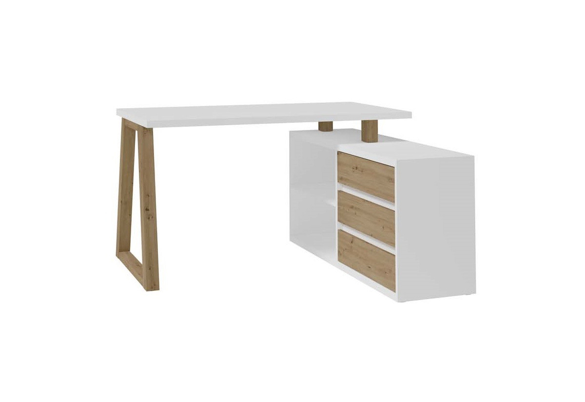 Expedo Písací stôl DRAX 3, 135x76,2x115, dub artisan/biela