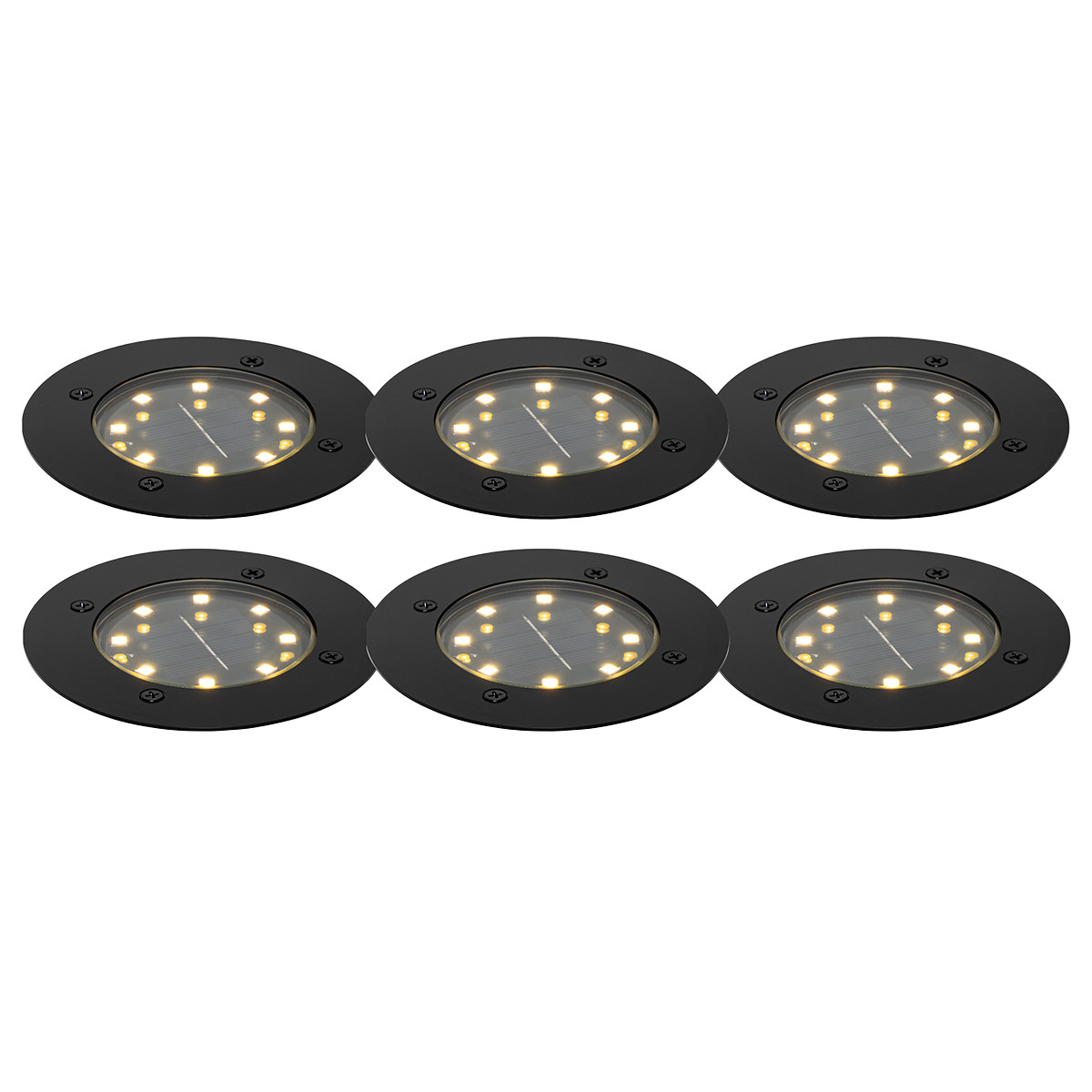 Set van 6 grondspots zwart incl. LED IP65 Solar - Terry