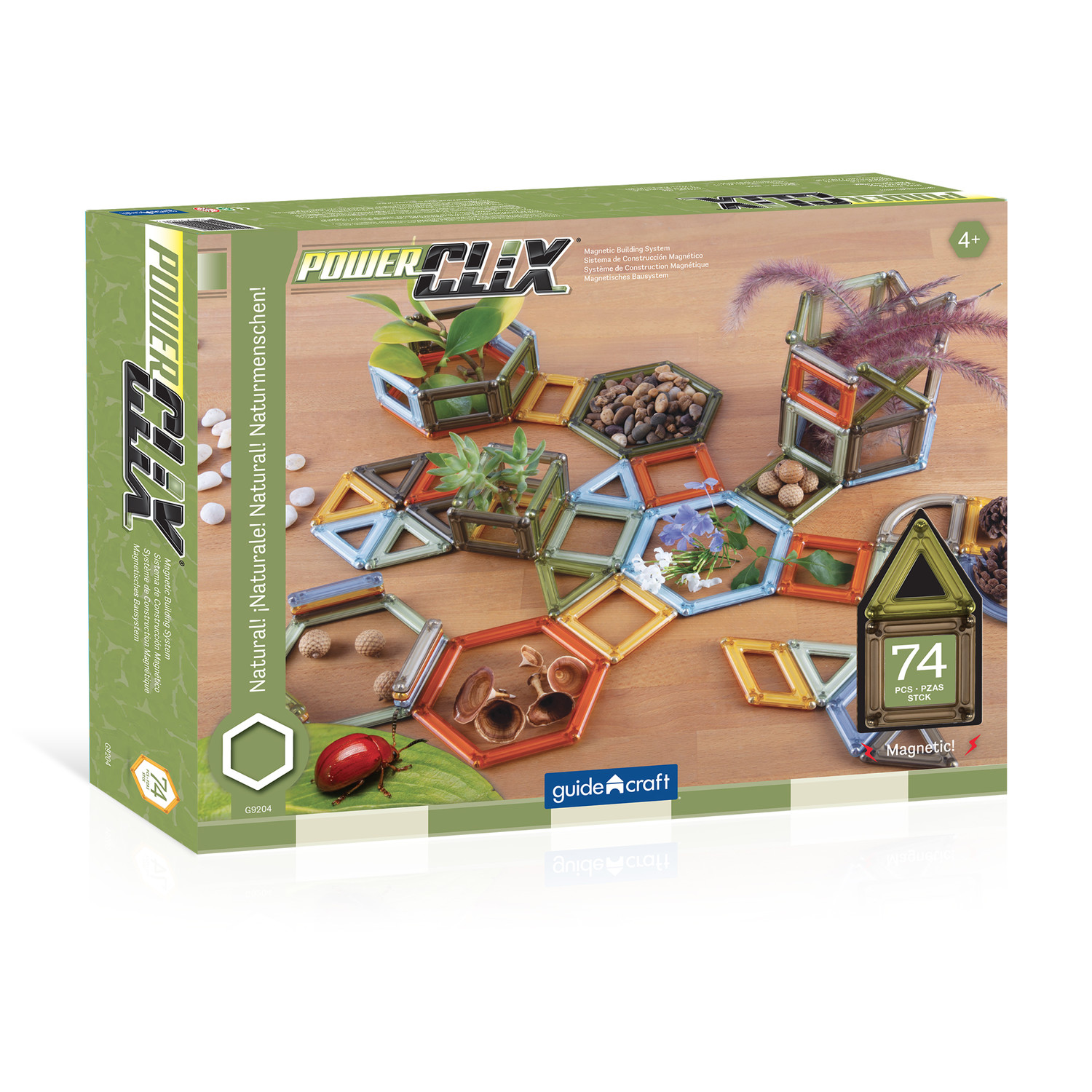 Magnetická stavebnice - PowerClix Frames Natural set (74ks)