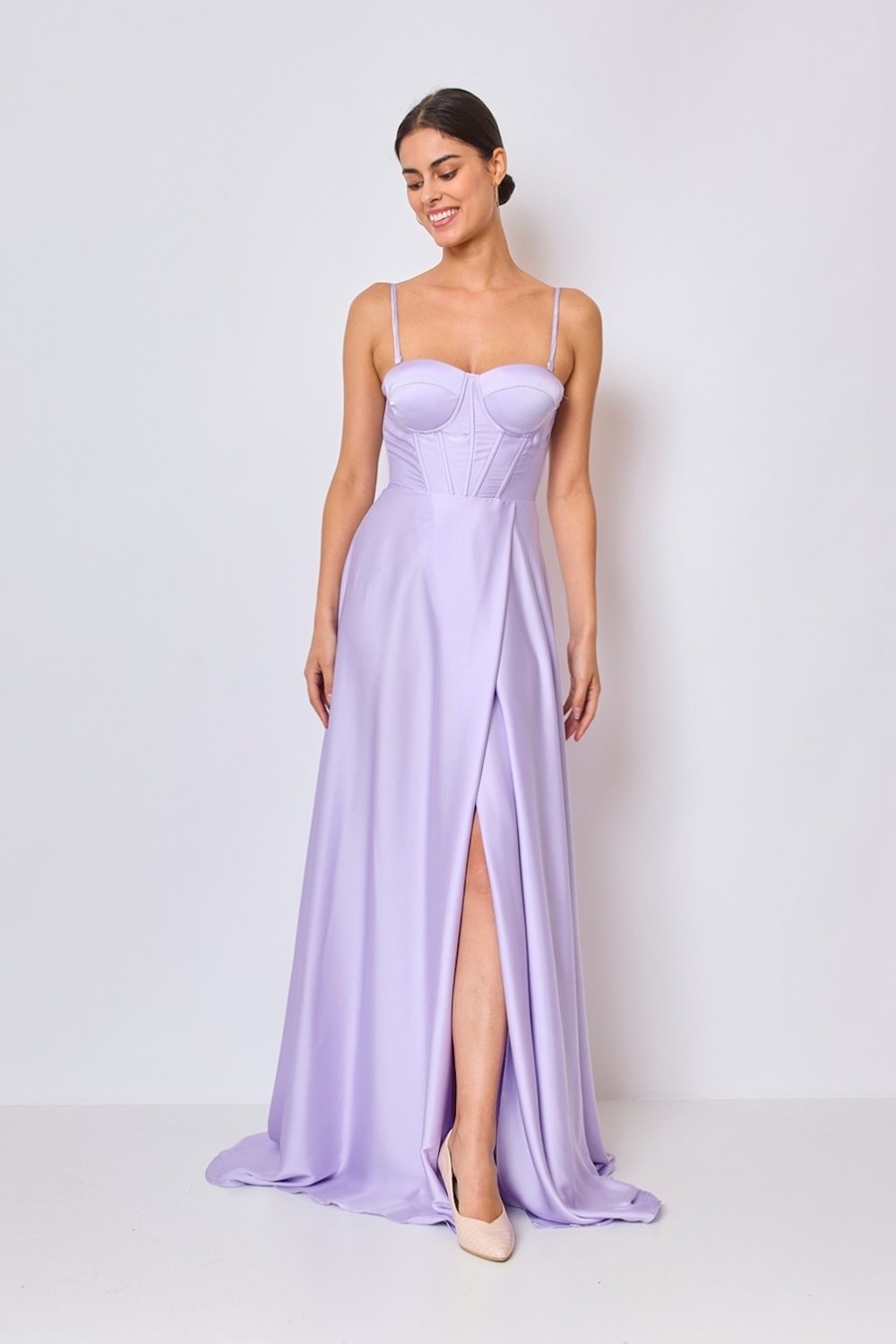 Fialové spoločenské šaty s korzetom Veľkosť: S