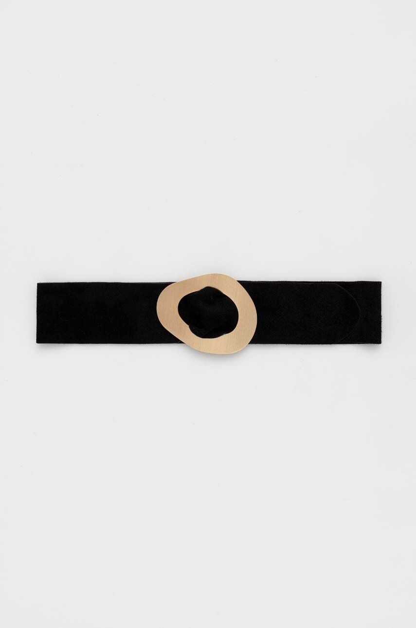 Semišový opasok Answear Lab čierna farba