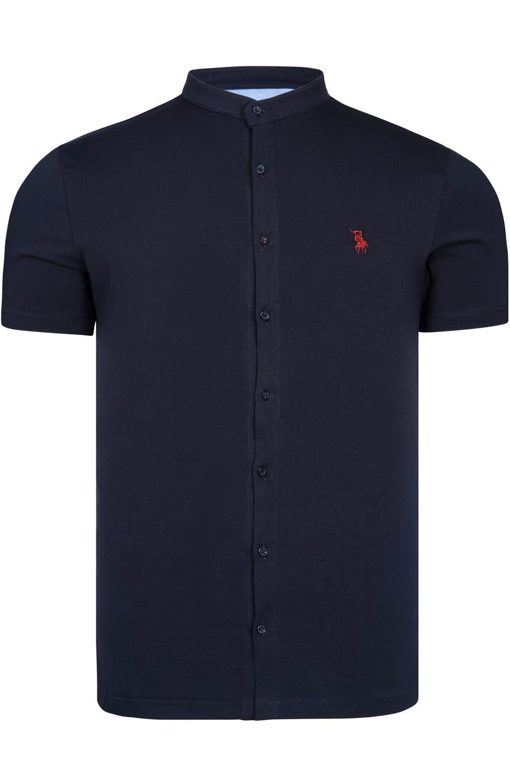 T8597 DEWBERRY MENS SLIMFIT SHIRT-NAVY BLUE