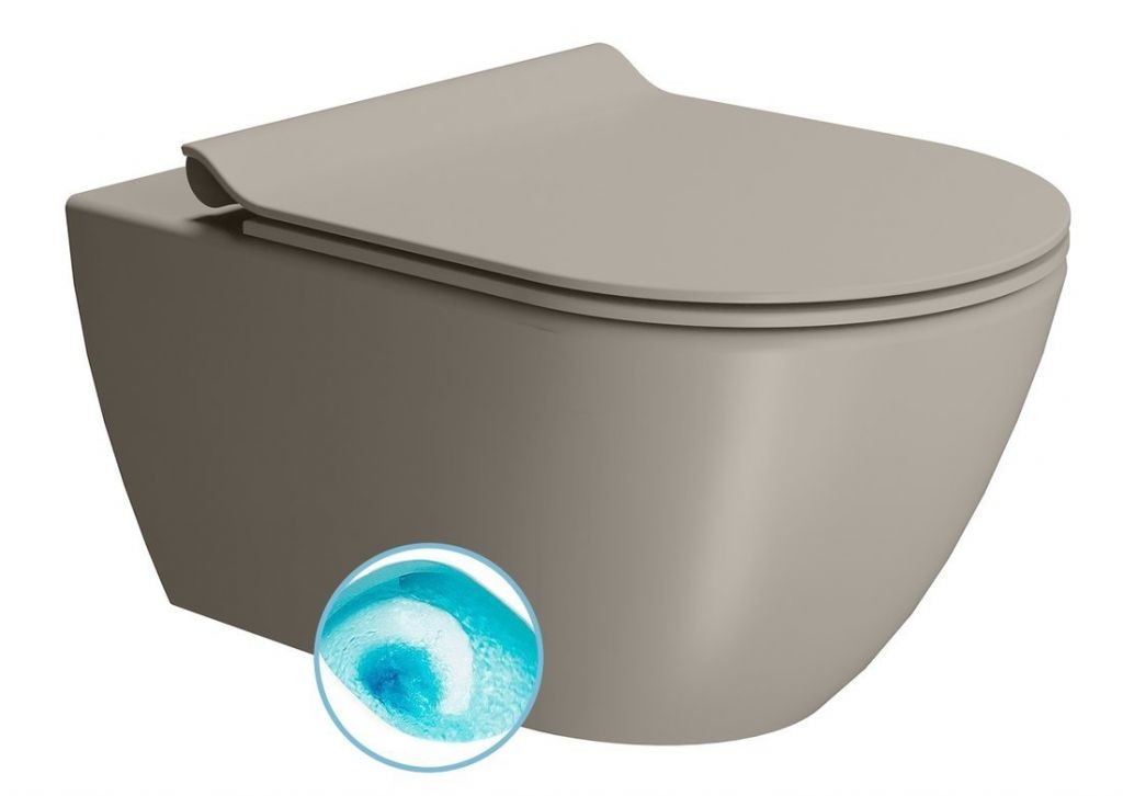 GSI - PURA závesná WC misa, Swirlflush, 55x36 cm, tortora dual-mat 881505