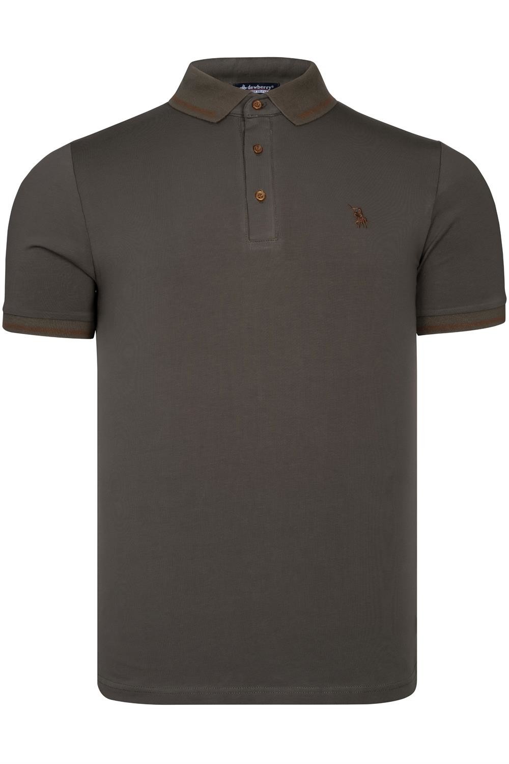 T8586 DEWBERRY MENS POLO COLLAR T-SHIRT-PLAIN KHAKI