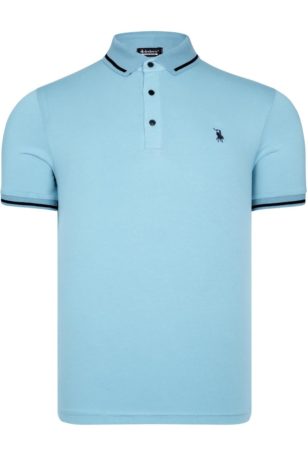 T8586 DEWBERRY MENS POLO COLLAR T-SHIRT-CYAN