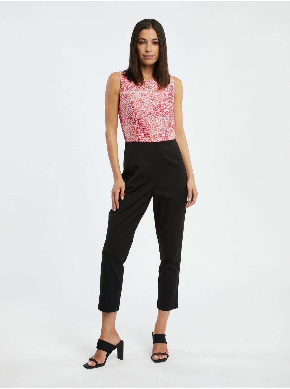 Orsay Pink-Black Women Floral Overall - Women