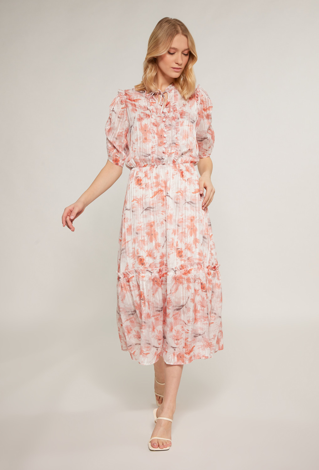 MONNARI Woman's Midi Dresses Women's Dress With Floral Pattern Multi White