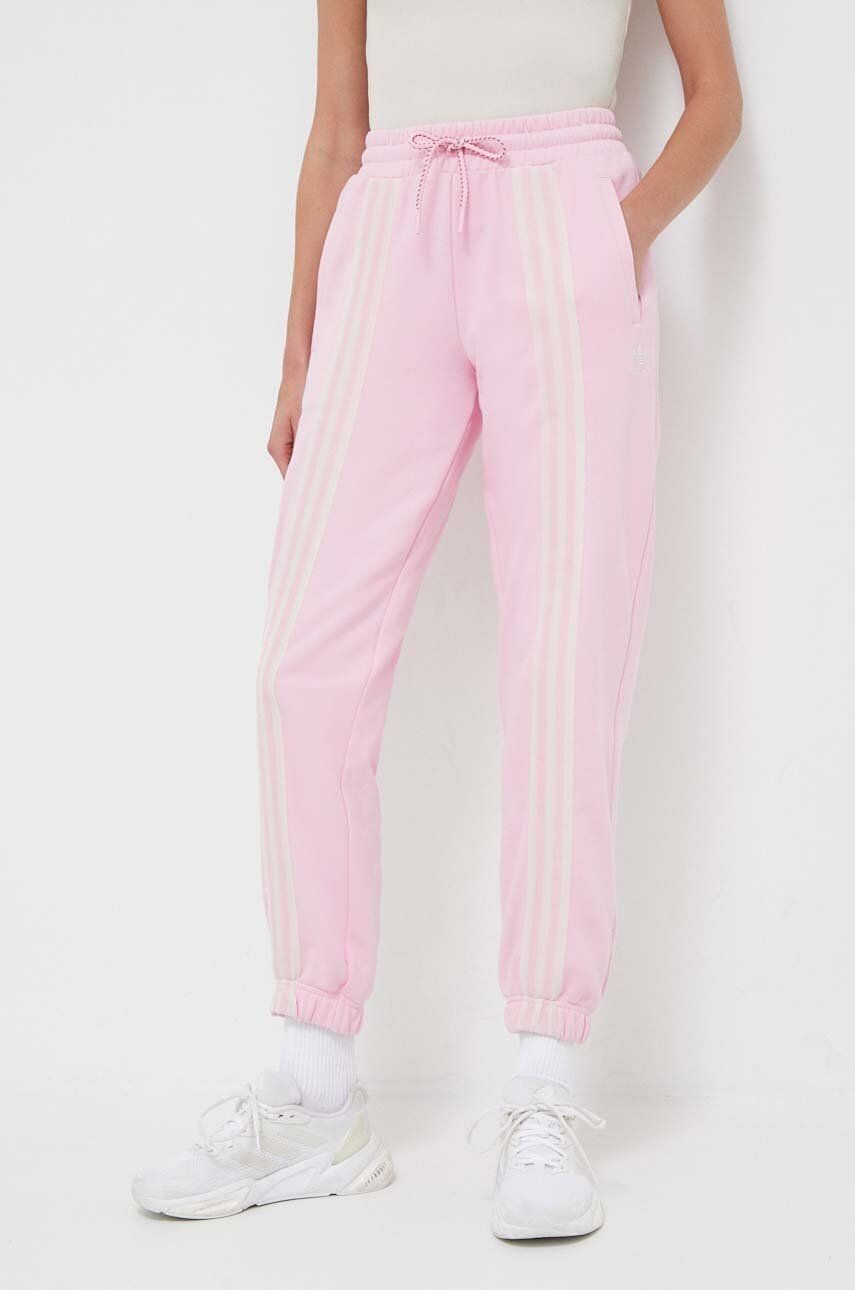 Bavlnené tepláky adidas Originals ružová farba, s nášivkou