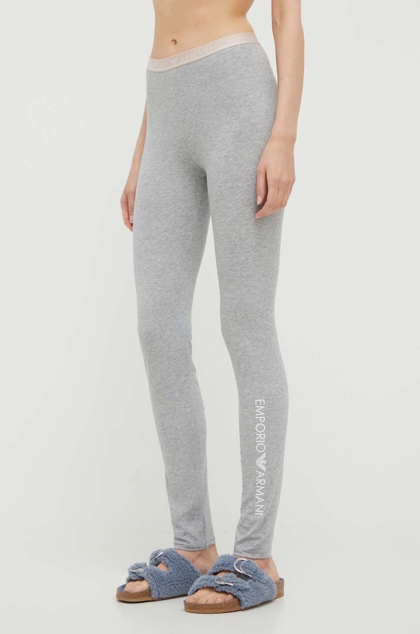 Legíny Emporio Armani Underwear čierna farba, s potlačou