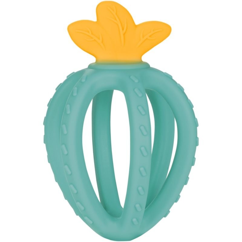 canpol babies Silicone Sensory Teether Strawberry hryzadielko Turquoise 3m+ 1 ks