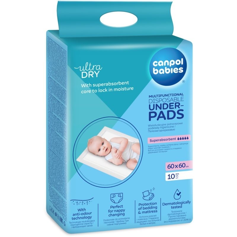 canpol babies Multifunctional Underpads jednorazové prebaľovacie podložky 60x60 cm 10 ks