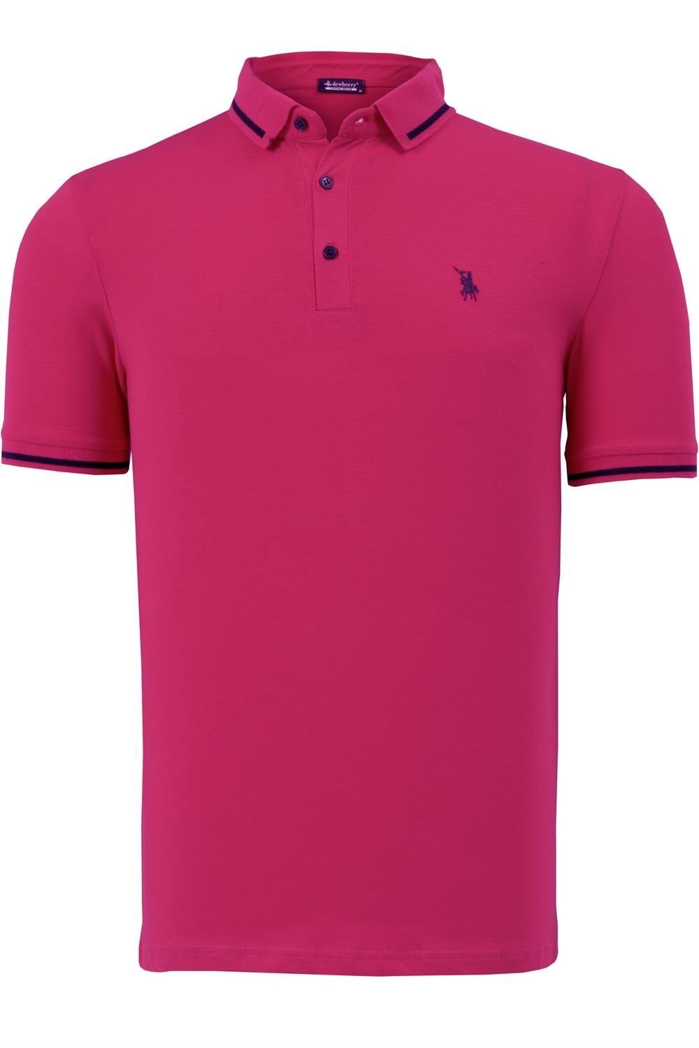 T8586 DEWBERRY MENS POLO COLLAR T-SHIRT-FUCHSIA