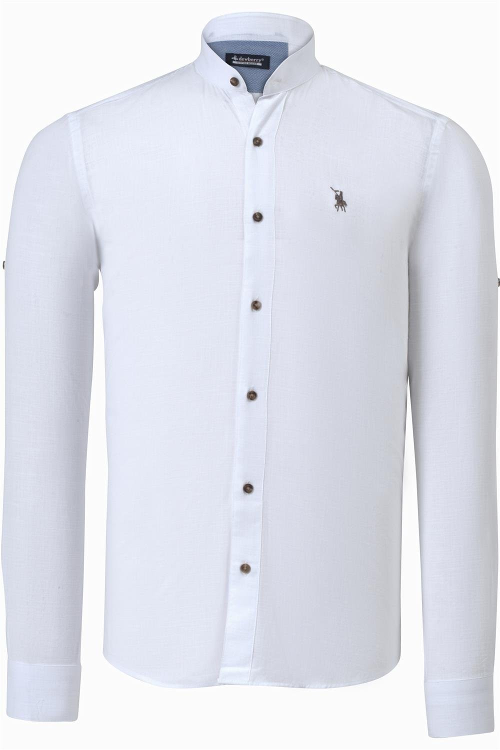 G784 DEWBERRY HAKIM COLLAR MEN'S SHIRT-WHITE