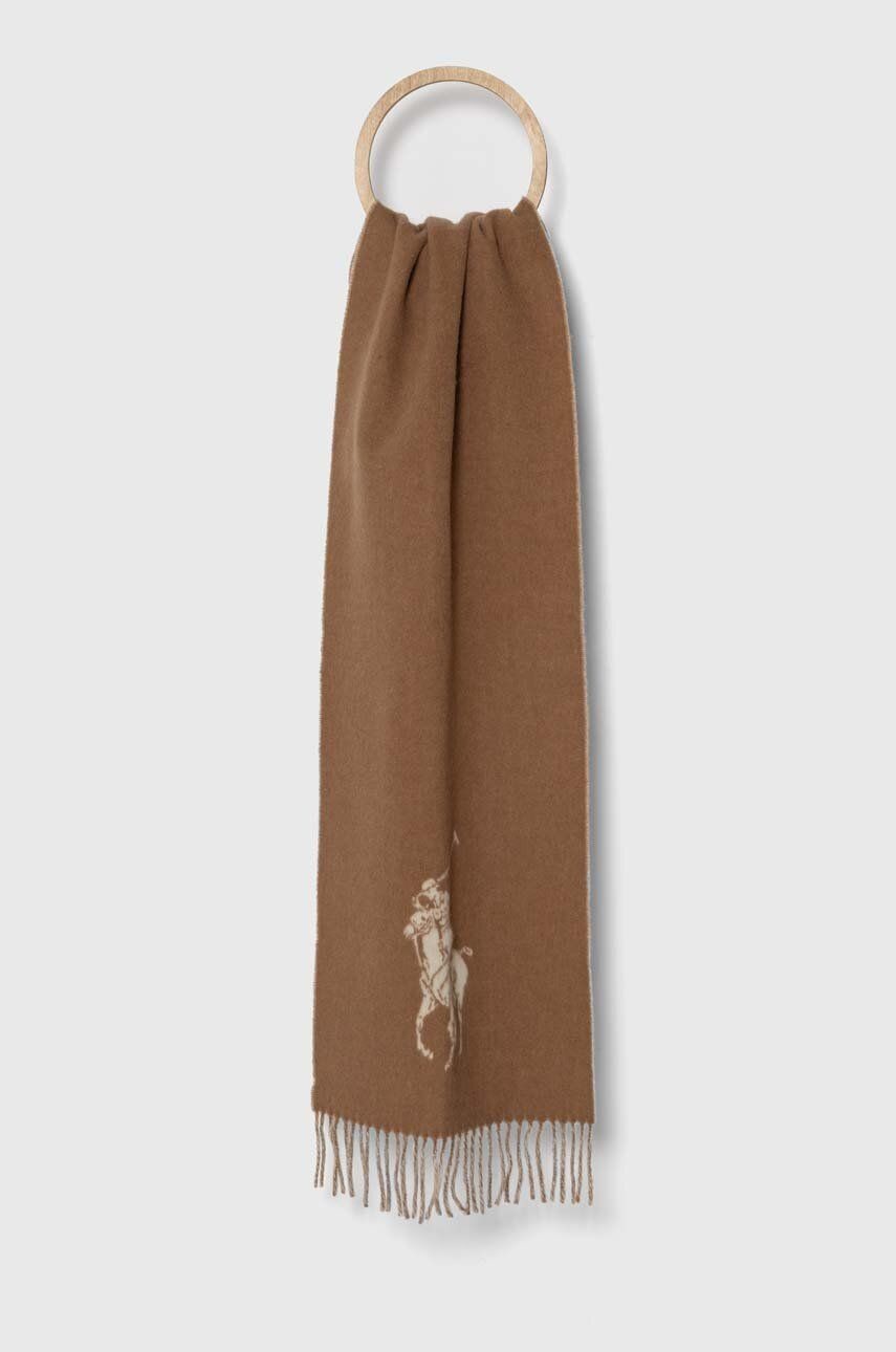 Vlnený šál Polo Ralph Lauren béžová farba, jednofarebný