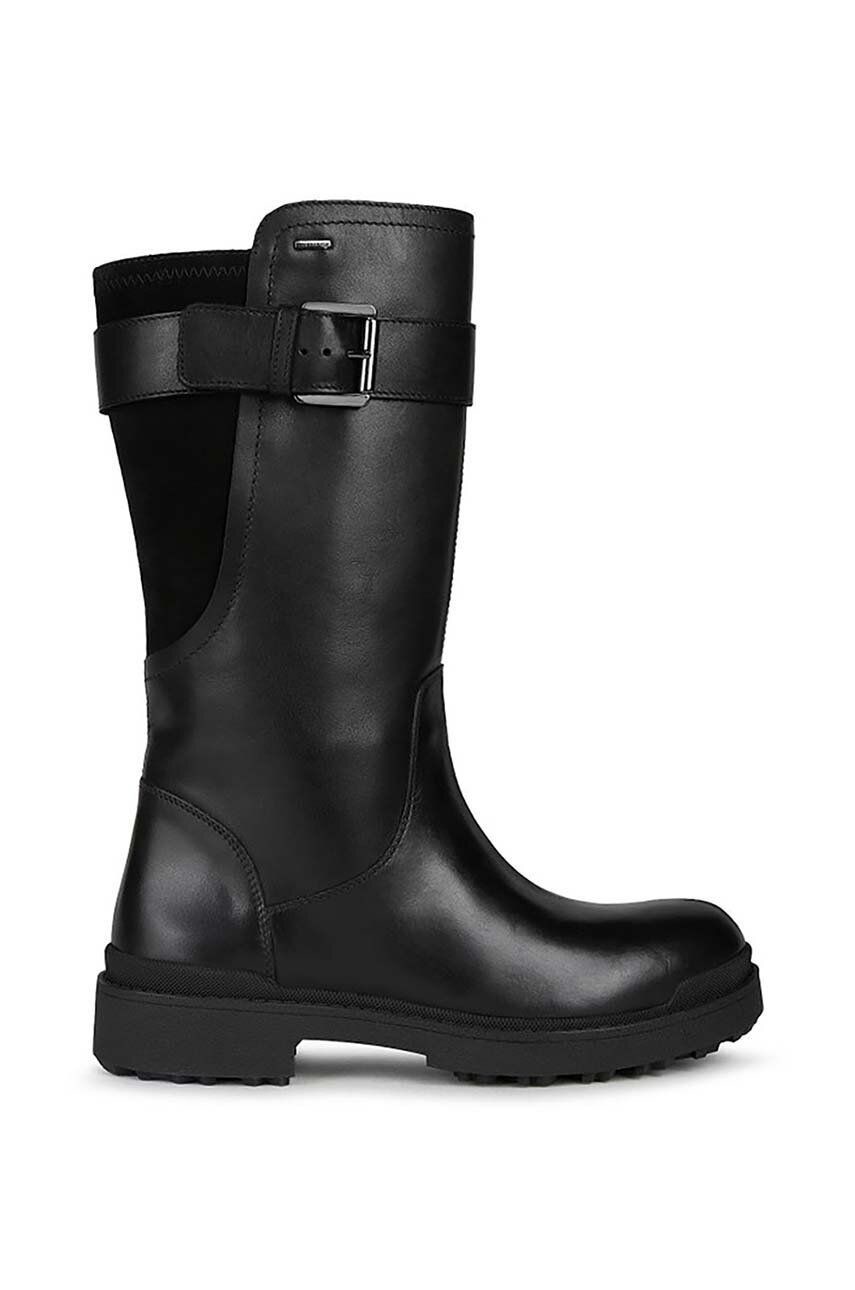 Vysoké čižmy Geox D NEVEGAL ABX D dámske, čierna farba, na plochom podpätku, D26UPD 04322 C9999