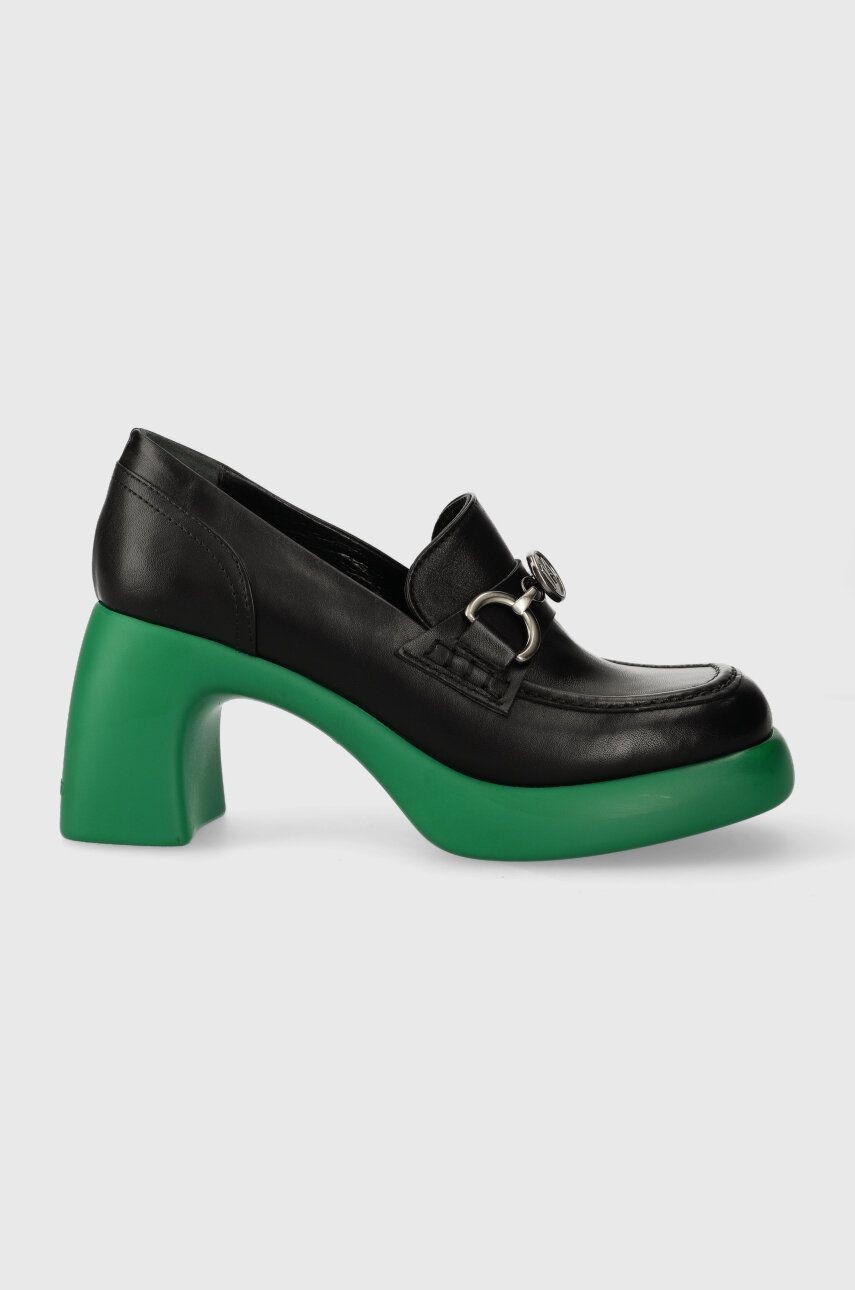 Kožené lodičky Karl Lagerfeld ASTRAGON čierna farba, na podpätku, KL33830