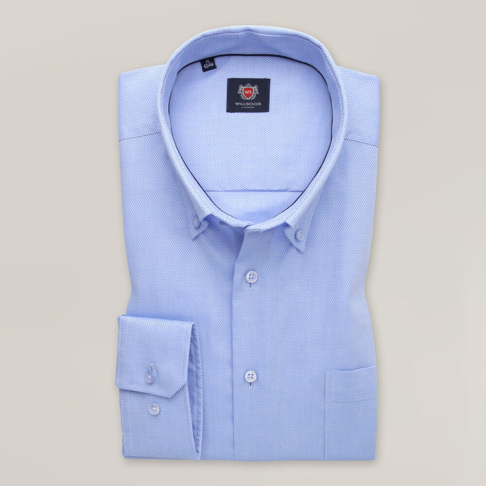 Pánska slim fit košeľa svetlomodrá s jemným vzorom 15404