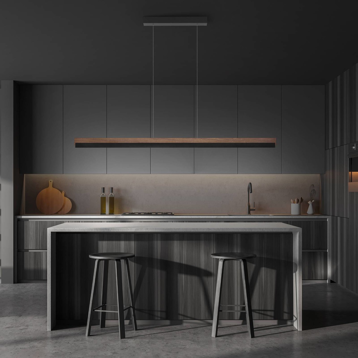 Rothfels Keijo LED svietidlo čierna/orech 143 cm
