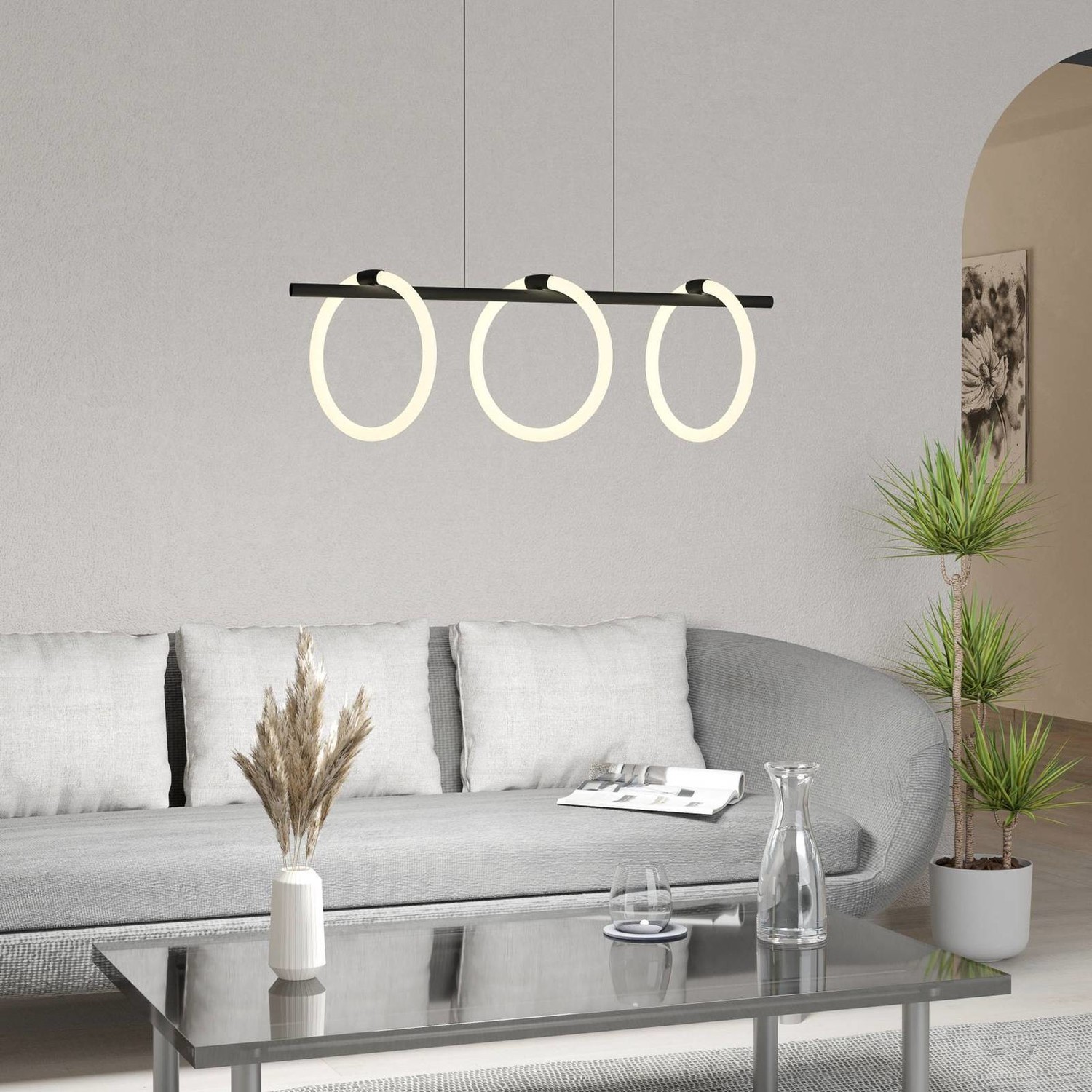 LED závesné svietidlo Caranacoa, 3-plameňové