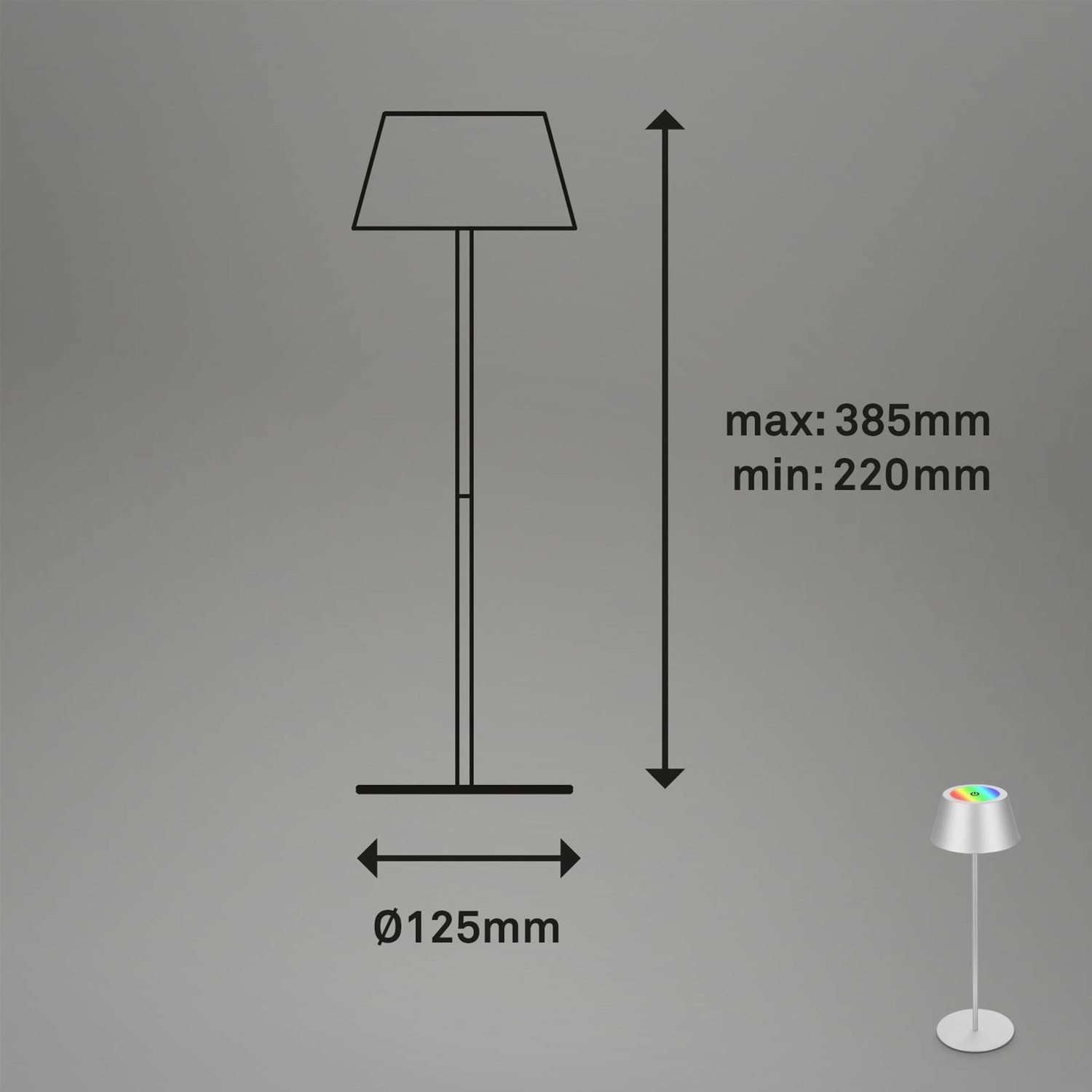 Stolová LED lampa Kiki s batériou RGBW chróm matná