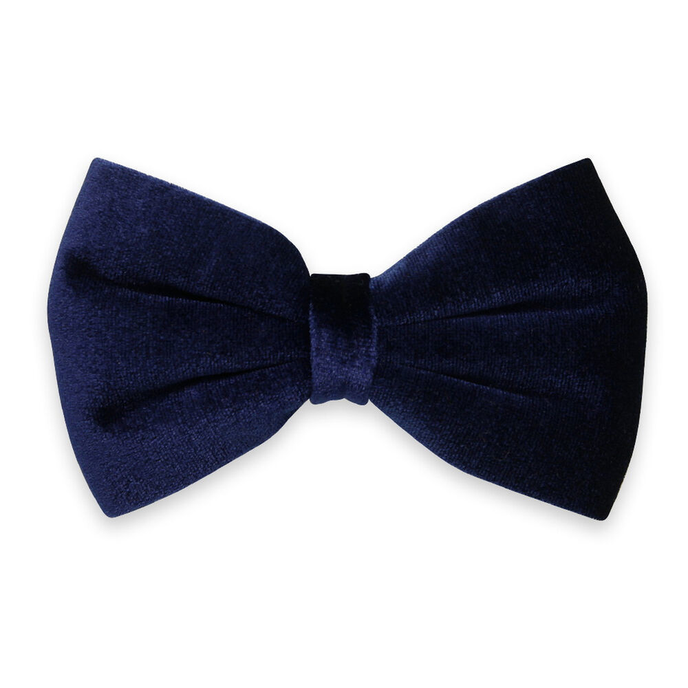 Pánsky zamatový motýlik tmavomodrej farby s hladkým vzorom 15425