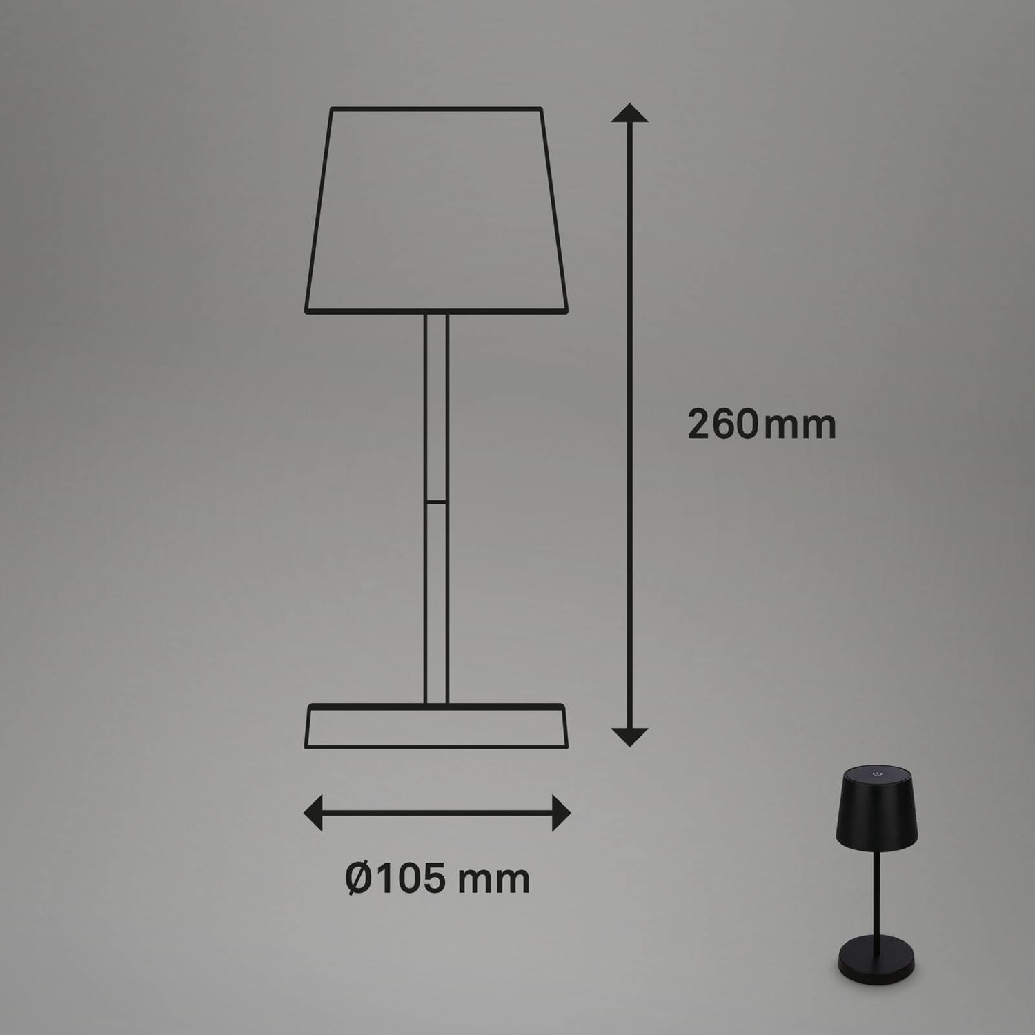 Stolová LED lampa Piha s batériou, čierna