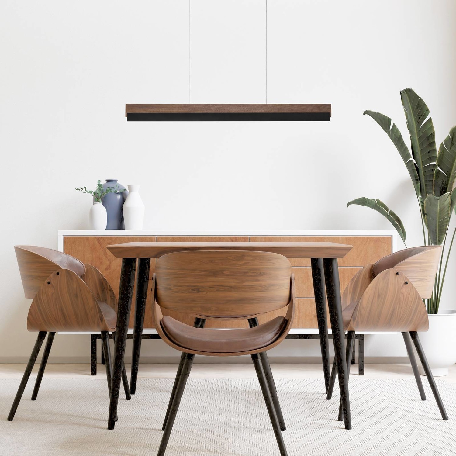 Rothfels Keijo LED svietidlo čierna/orech 83 cm