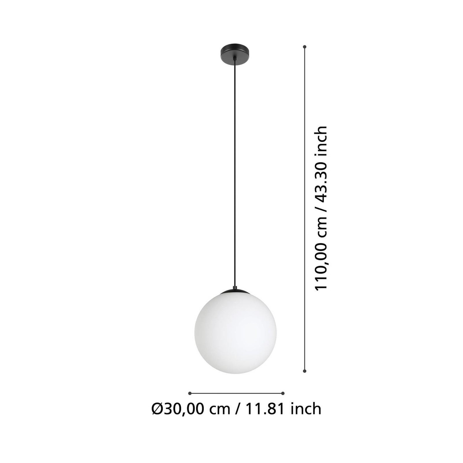 Závesné svietidlo Rondo 3, Ø 30 cm, čierna