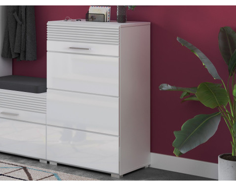 Predsieňová skrinka/botník Linus, bíela lesk%