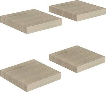 Shumee plávajúce nástenné 4 ks dub 23 × 23,5 × 3,8 cm MDF, 323867