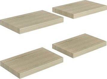 Shumee plávajúce nástenné 4 ks dubové 40×23×3,8 cm MDF, 323870