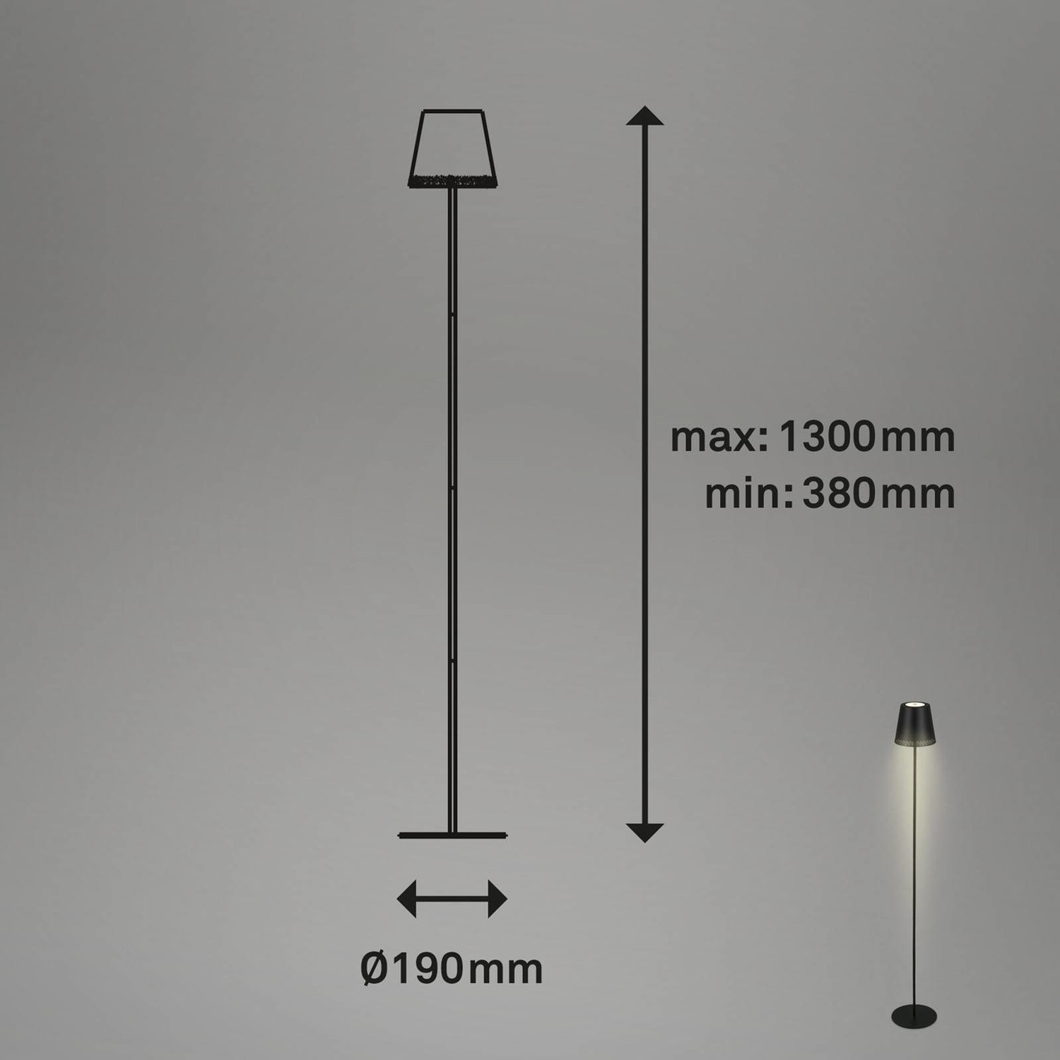 Stojacia LED lampa na batérie Kiki, 2 700K, čierna