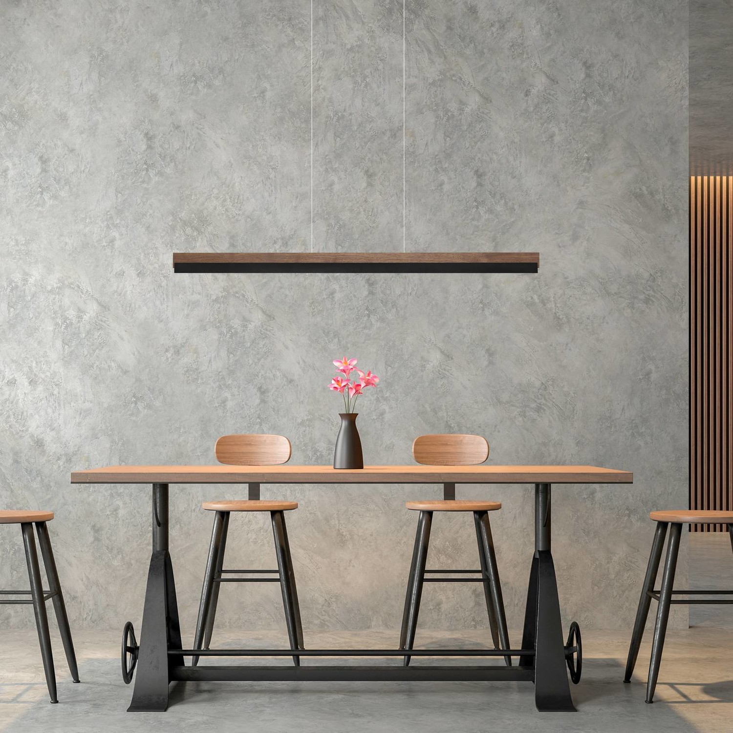 Rothfels Keijo LED svietidlo čierna/orech 123 cm